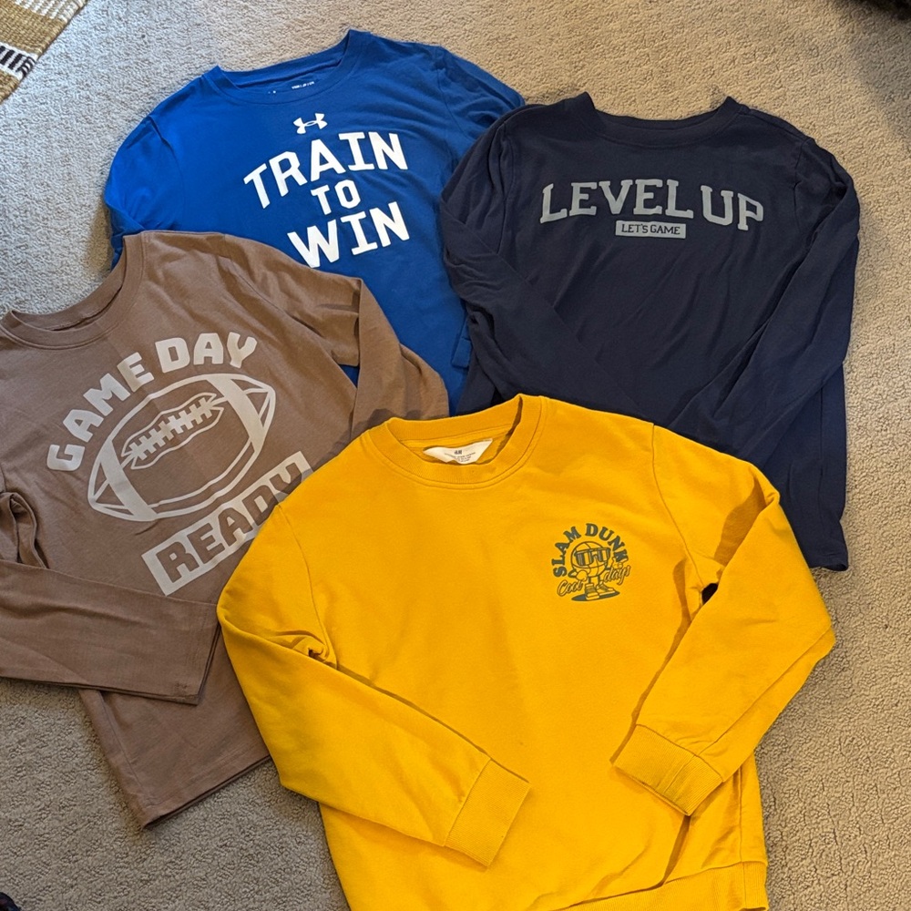 Kids Lot of L/S Athletic Tops and 1 Slam Dunk Sweatshirt 8-10